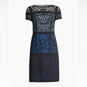 SHANI Lace Colorblock Sheath Dress 2 Blue Black